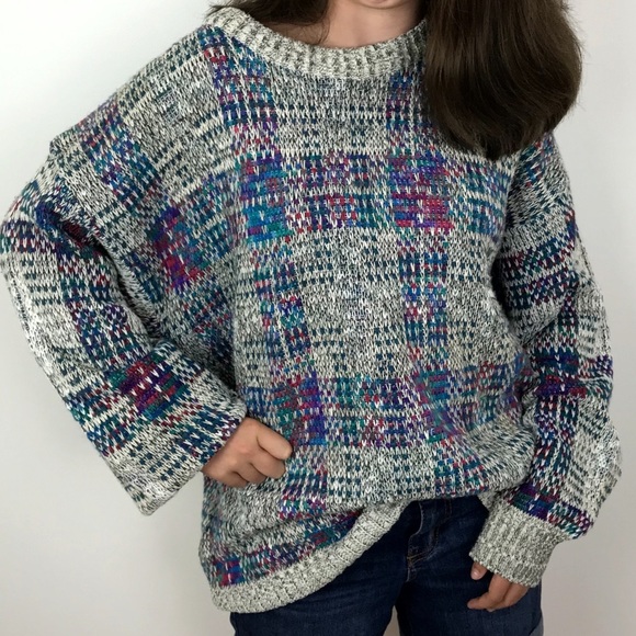 Vintage Sweaters - VINTAGE Grandpa Oversized Slouchy Knit Sweater